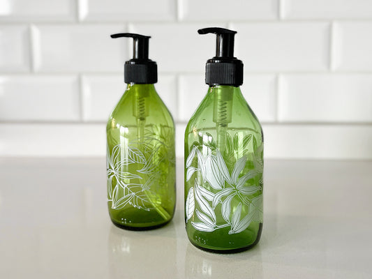 Dispensador diseño Florales multiuso color Verdes (2 Unidades) - 296 ml