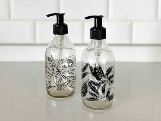 Dispensadores diseño Florales multiuso color Transparentes (2 Unidades) - 296 ml