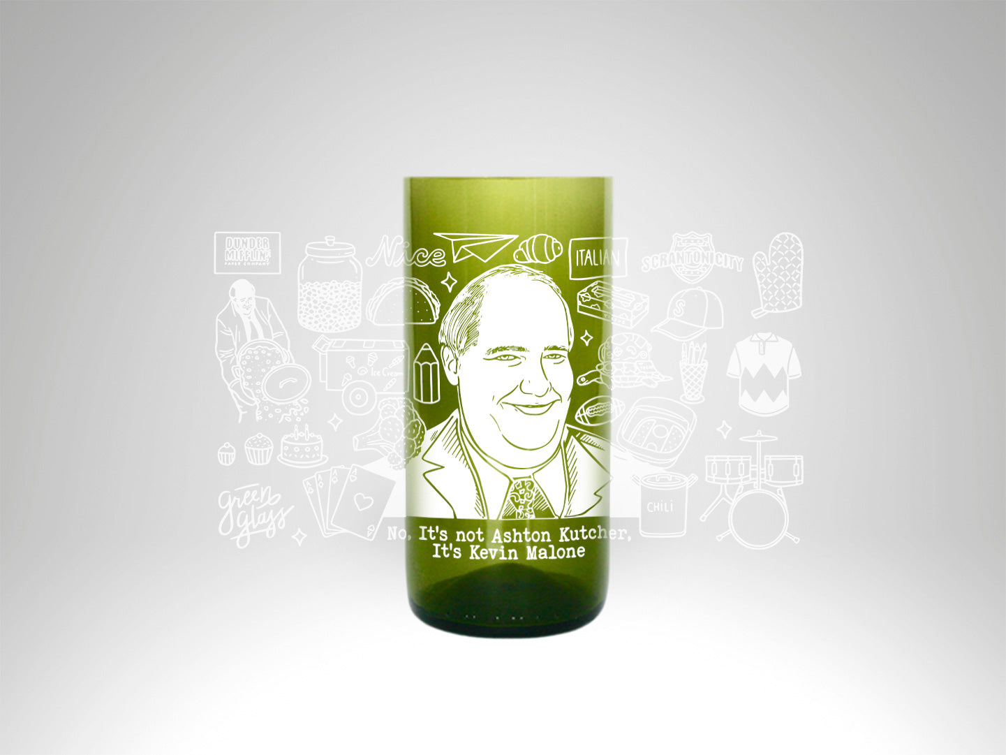 Vaso Kevin Malone The Office color verde 500ml Green Glass