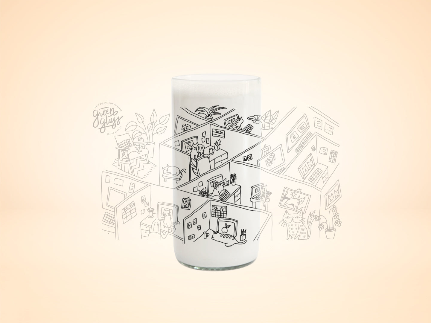 Vaso de gatos en oficina color transparente 500ml