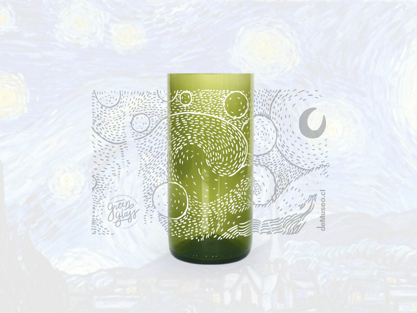 Vaso La Noche Estrellada de Vincent Van Gogh color verde 500ml