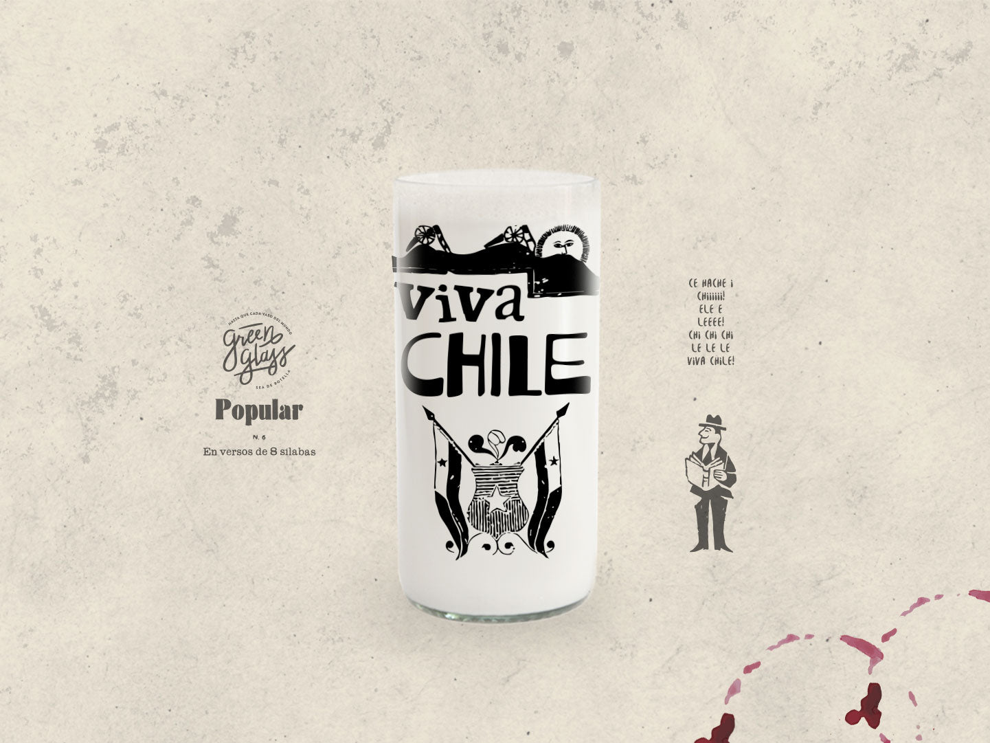 Vaso Lira Popular Viva Chile transparente 500ml
