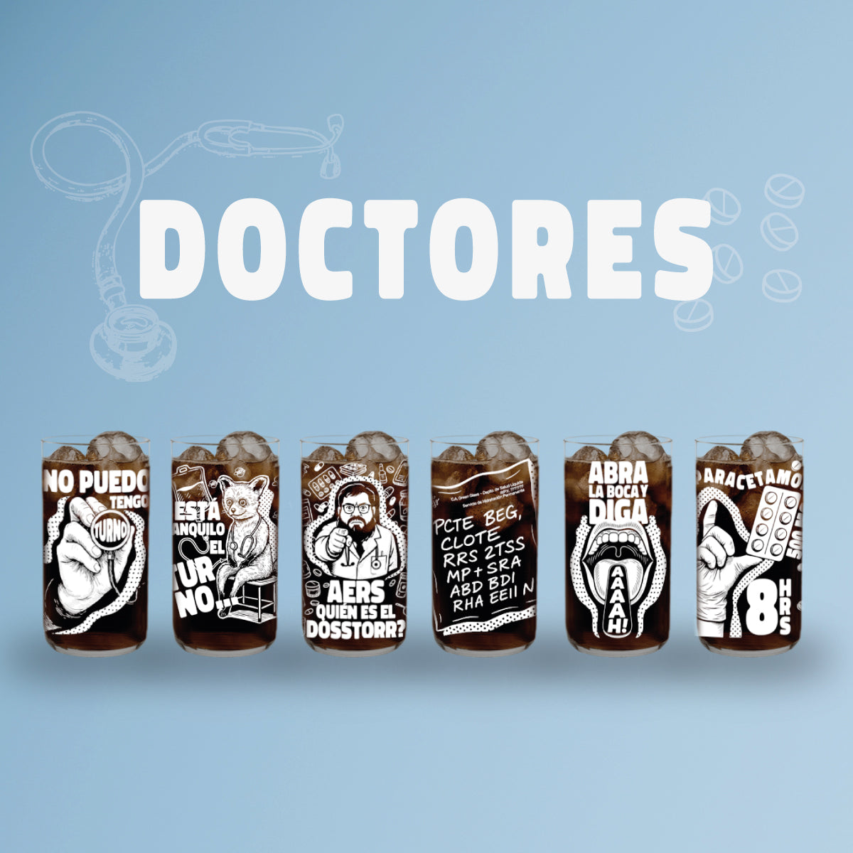 Doctores - Juego de 6 Vasos
