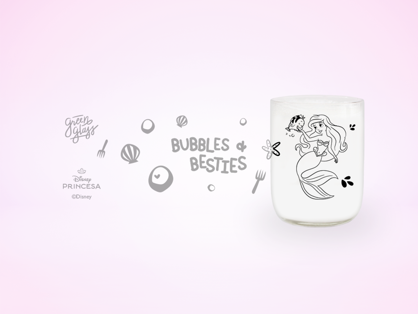Vaso Bubbles Disney Princesa Colección Cute Color Transparente