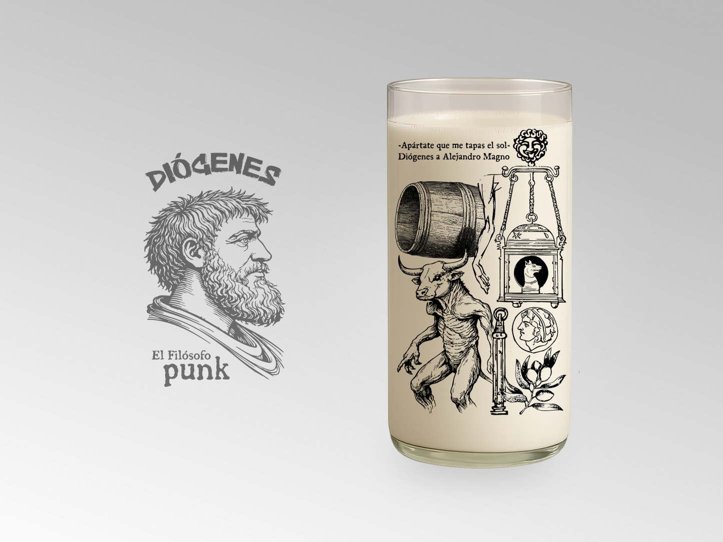 Vaso Diógenes Filósofos Griegos - Color Transparente 500ml