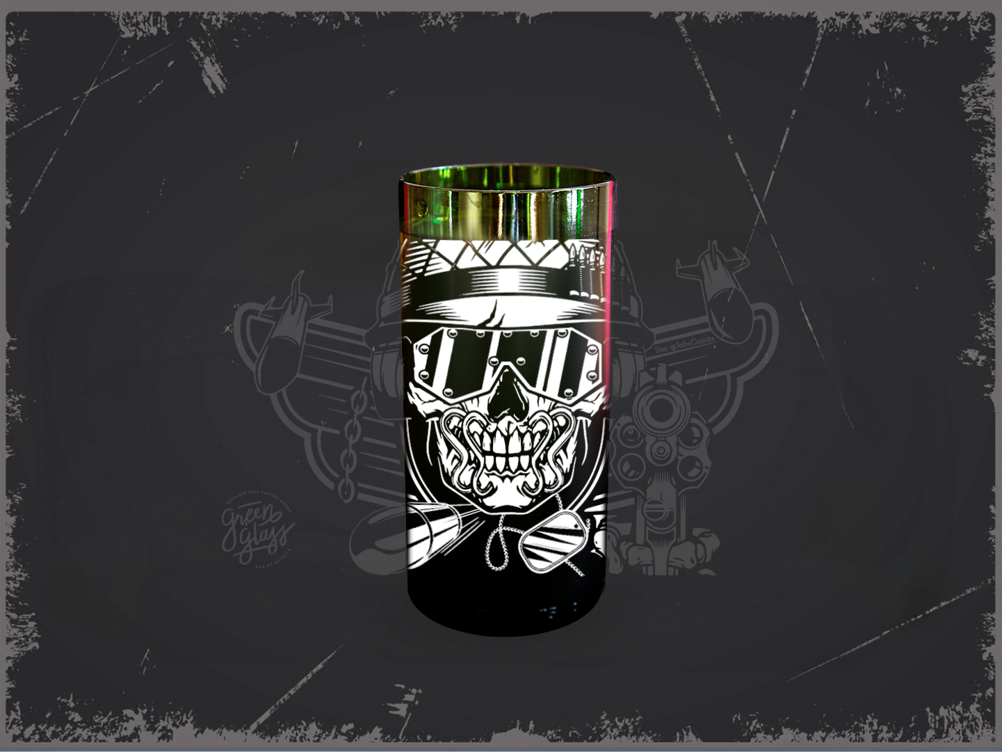 Vaso Megadeth banda metalera Dave Mustaine color verde 500ml