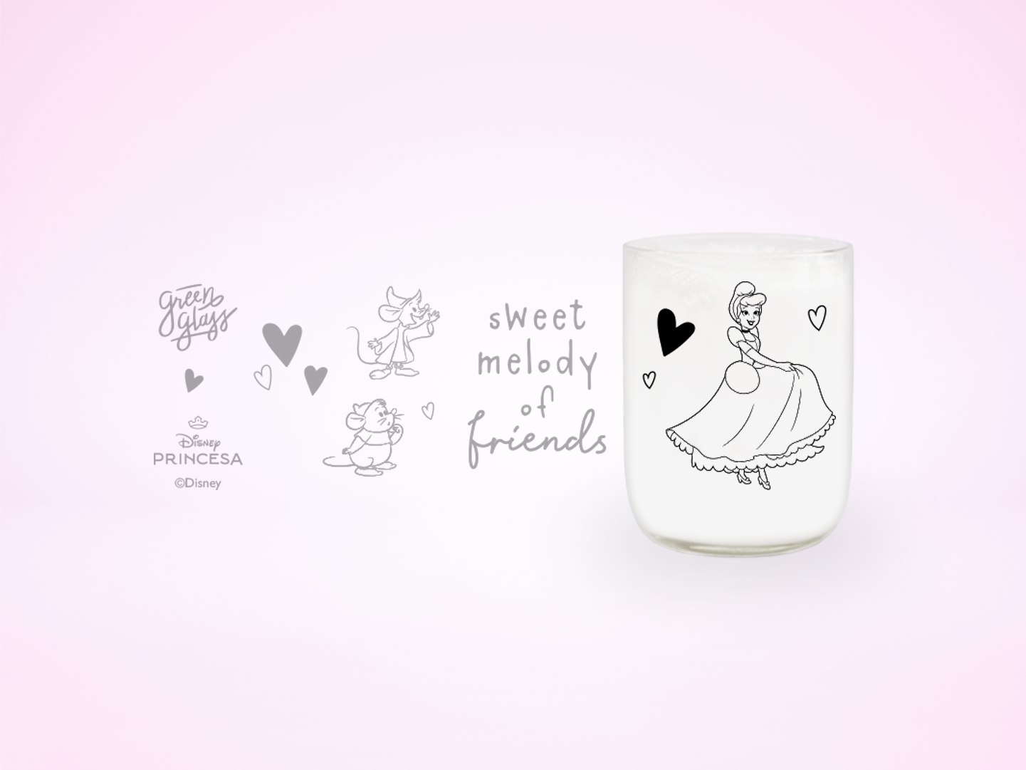 Vaso Melody Disney Princesa Colección Cute Color Transparente