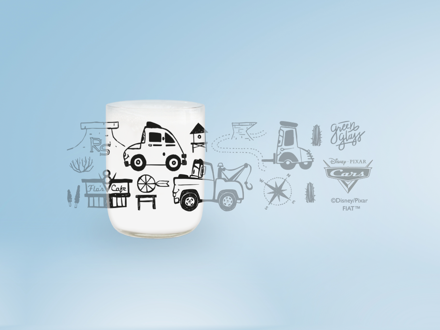 Vaso Stickers Cars Colección Mini Color Transparente