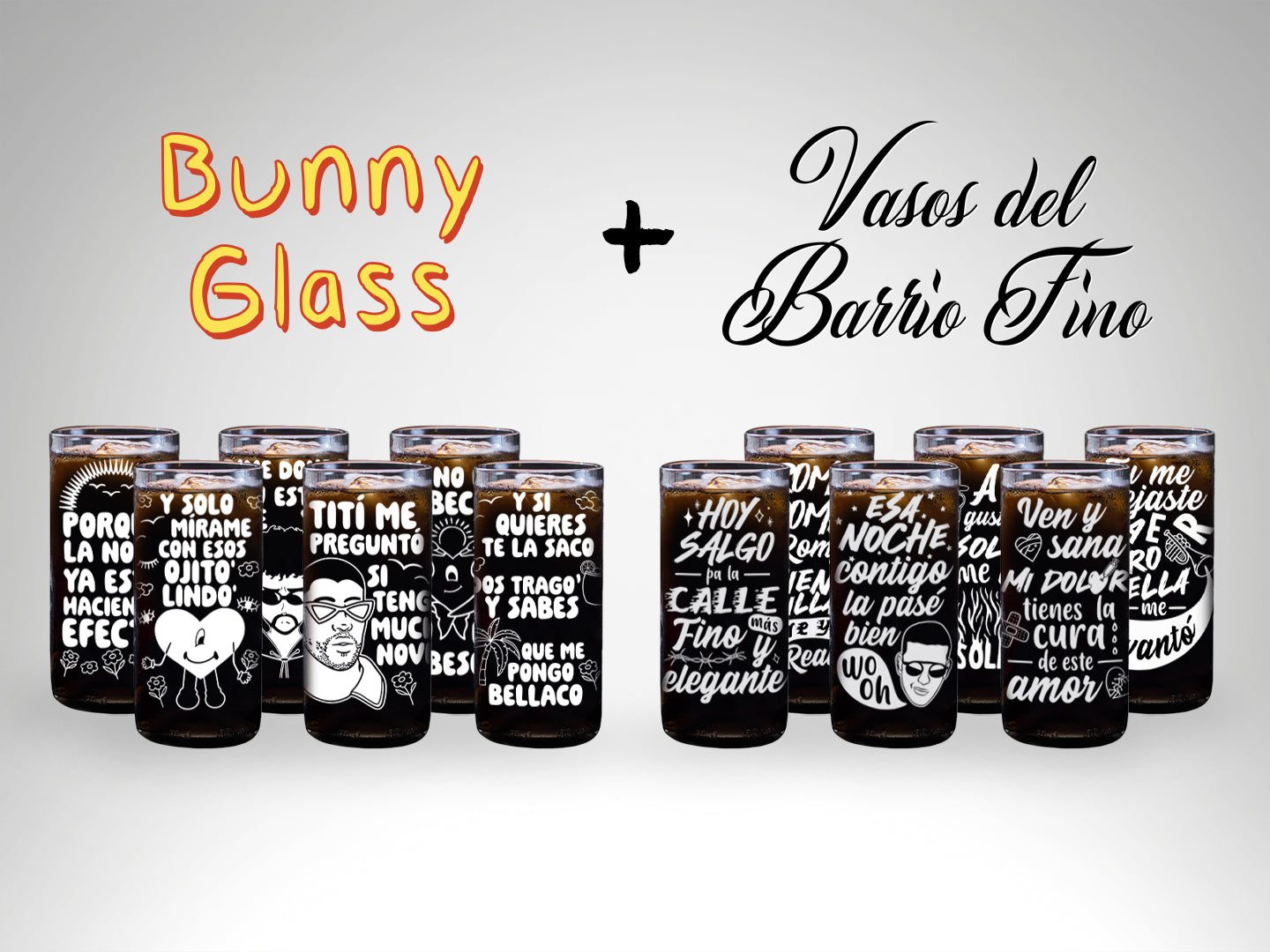 Pack Reggaeton - Juego de 12 vasos reggaetoneros - 500 ml