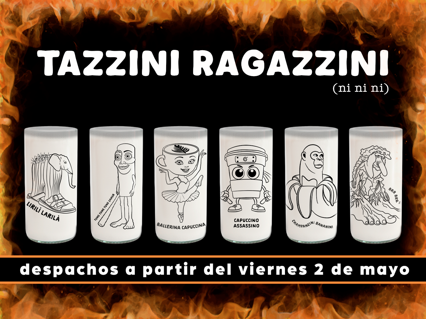 Tazzini Ragazzini - 6 Vasos de Edición Limitada