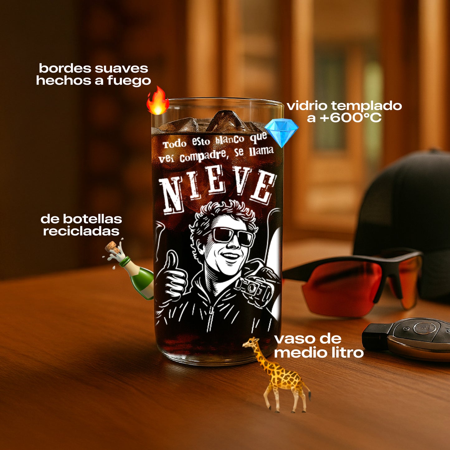 Zorrones Que Hablan - Juegos de 6 Vasos Piscoleros Transparentes - 500ml