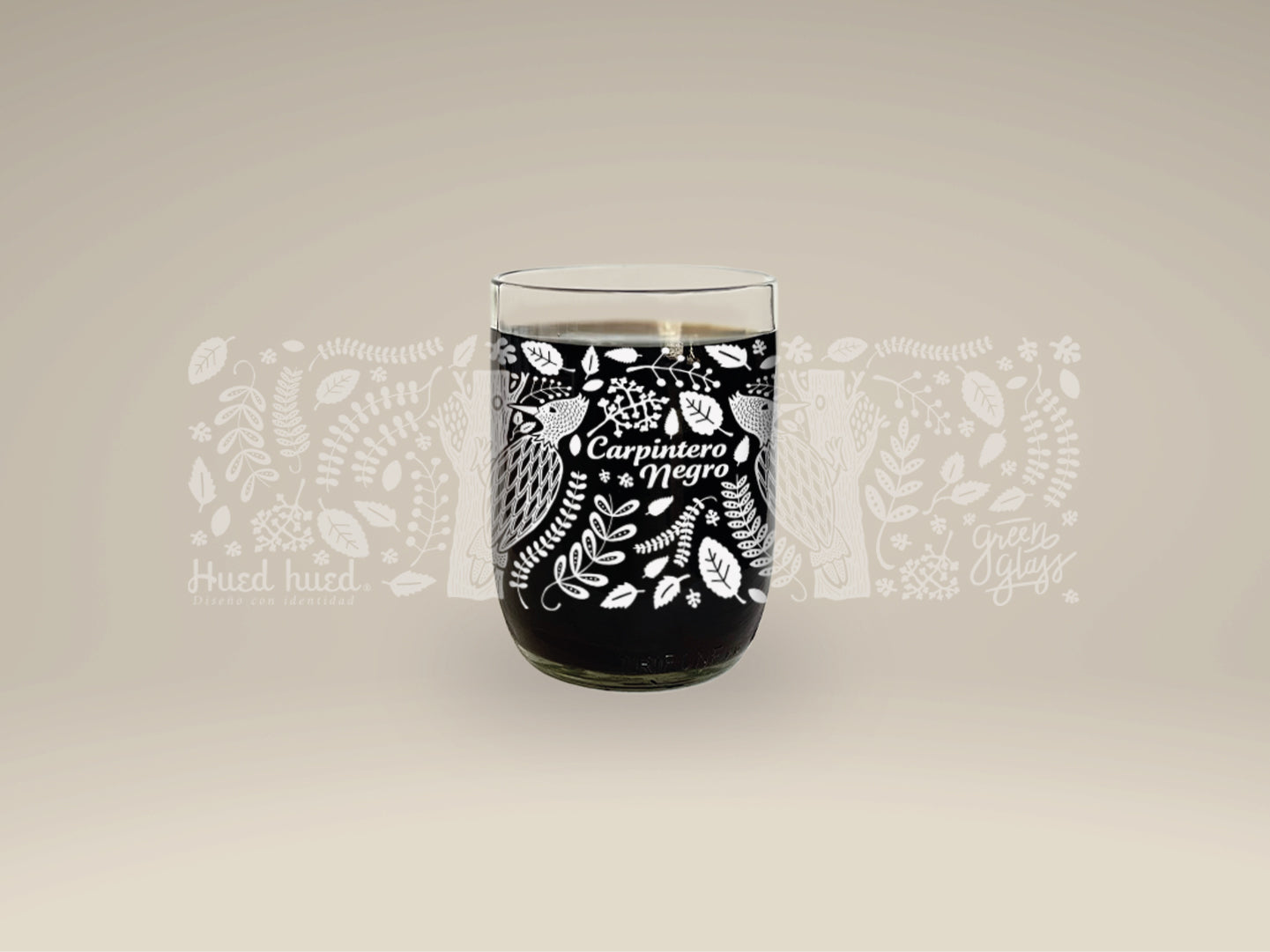 Vaso Pájaro Carpintero Negro de Aves de Chile color Transparente 200ml