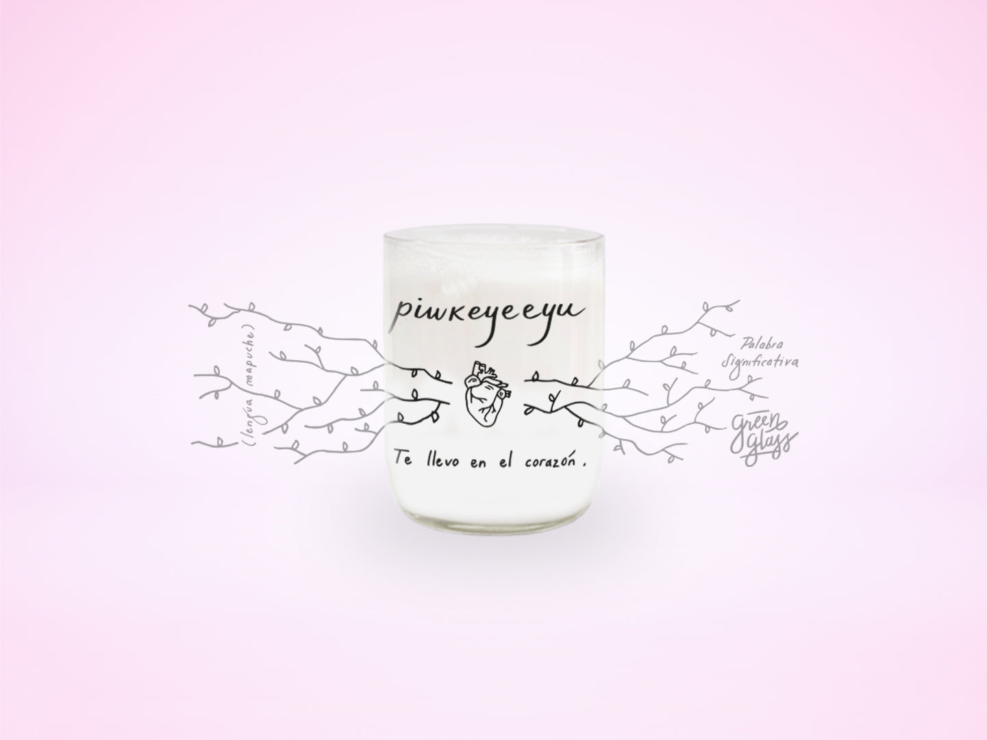 Vaso Piwkeyeeyu (te llevo en tu corazón) en Mapudungún - trans 200 ml