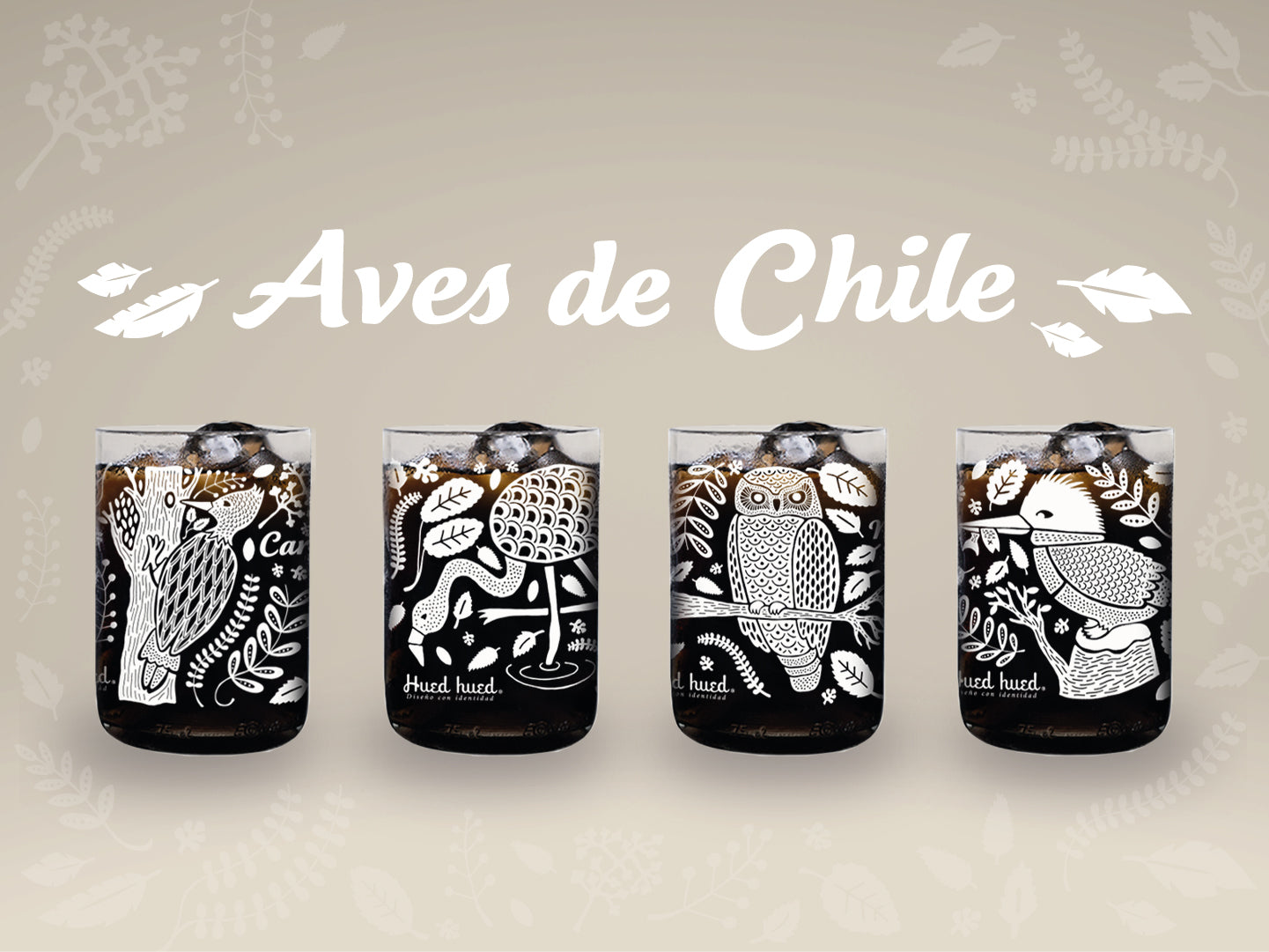 Aves de Chile Juego de 4 Vasos