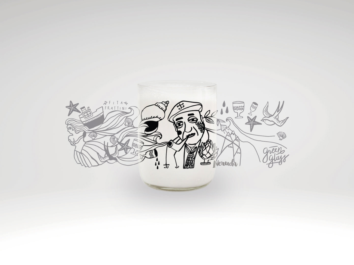 Vaso del poeta Pablo neruda color transparente 200ml