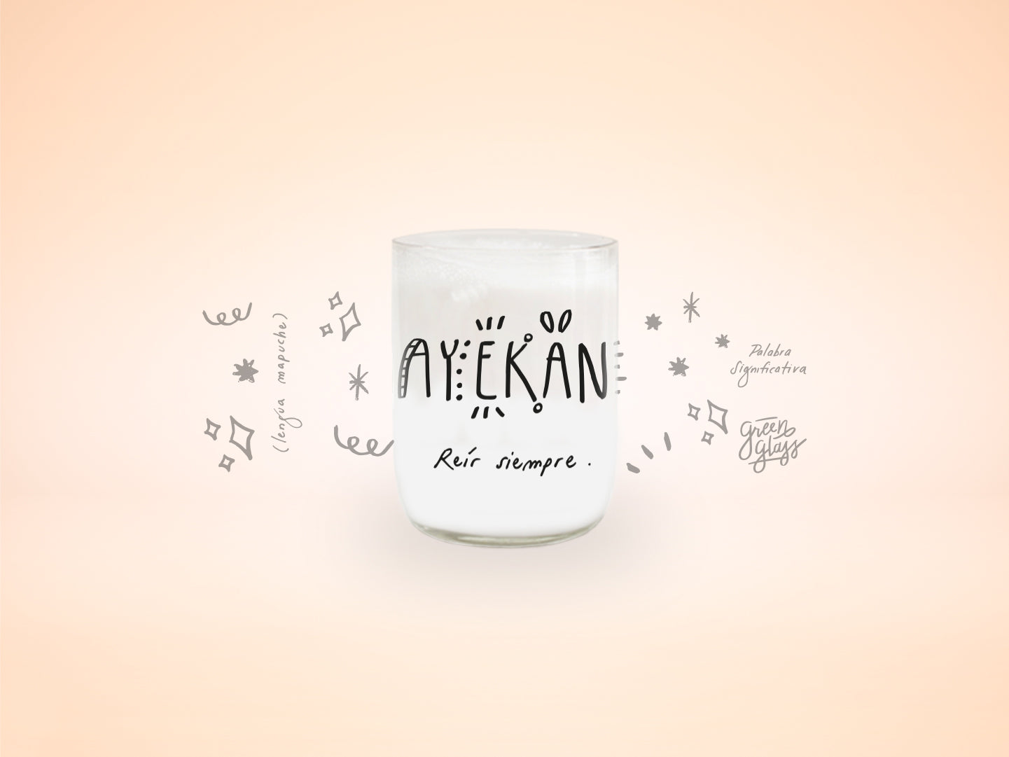 Vaso Ayekan (reír siempre) en Mapudungún color transparente 200ml
