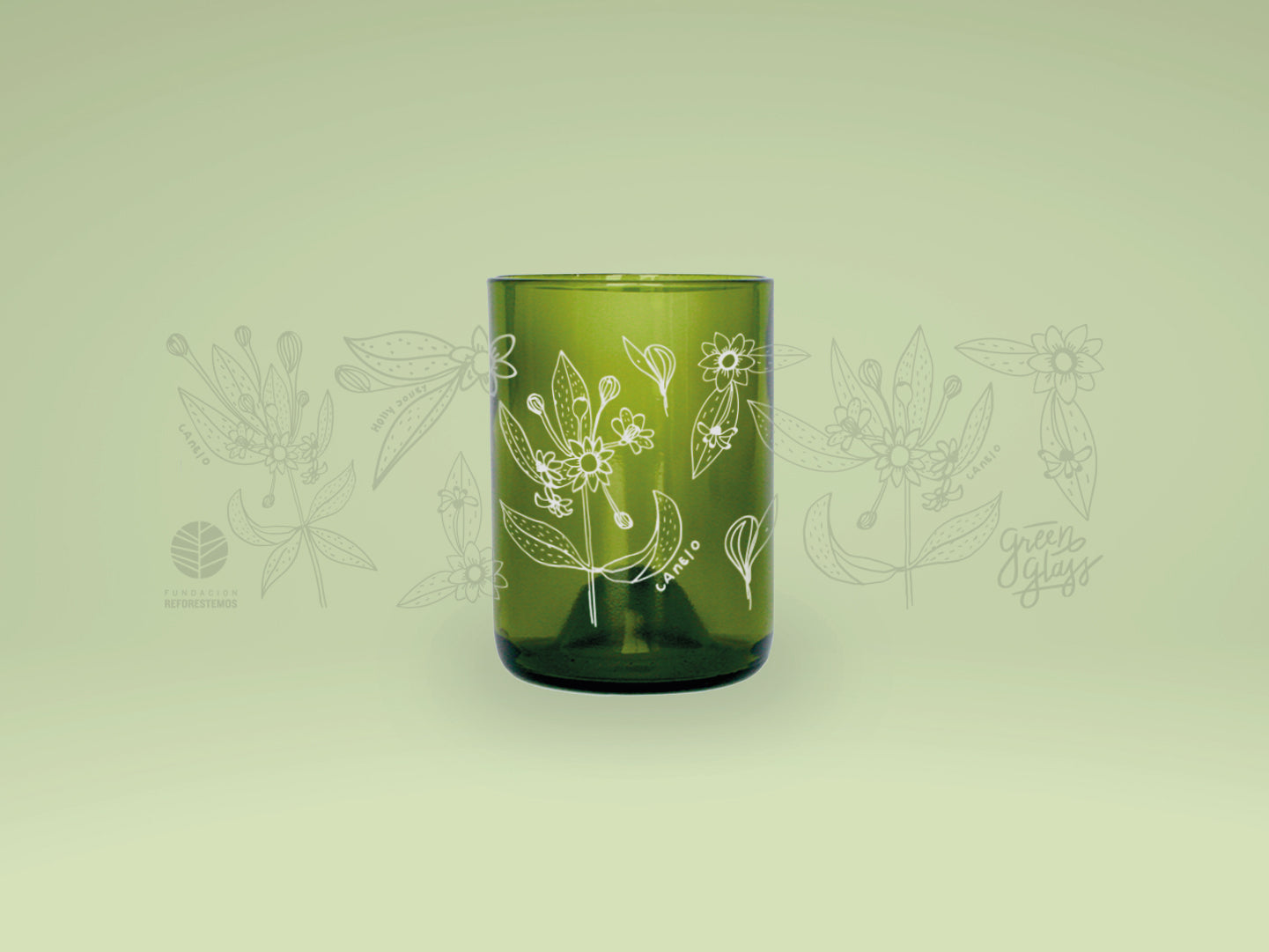 Vaso árbol sagrado Canelo de Reforestemos Chile color verde 200ml