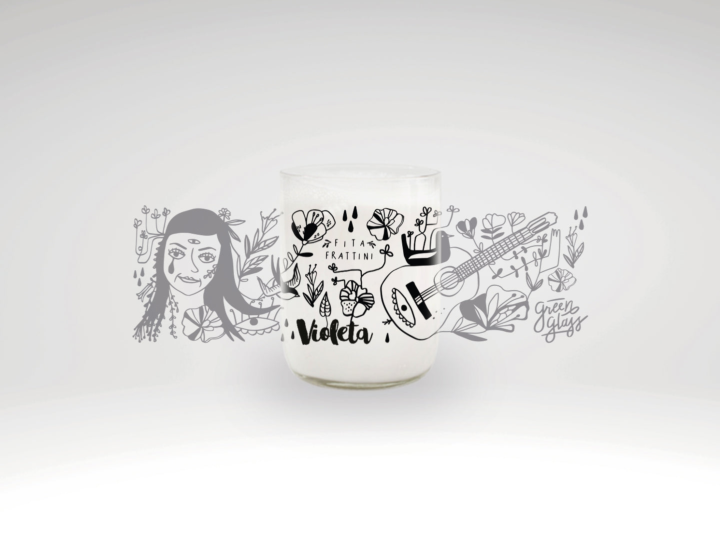 Vaso de la Folclorista Violeta Parra color transparente 200ml