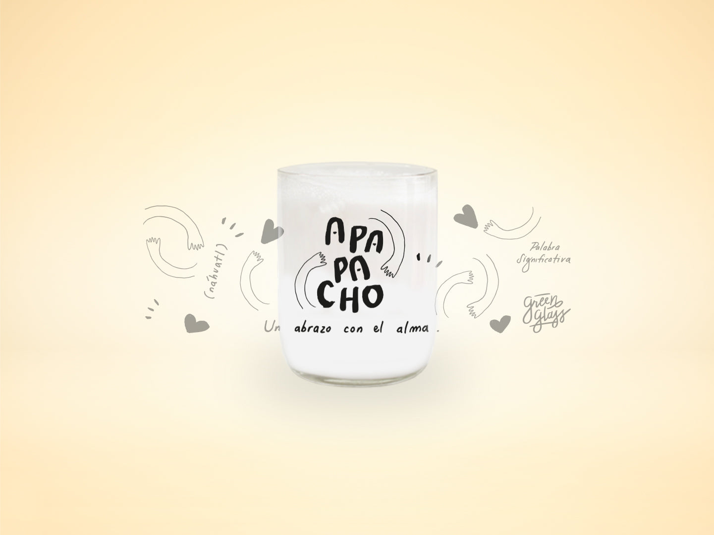 Vaso Apapacho )abrazo con el alma) en Náhuatl color transparente 200ml