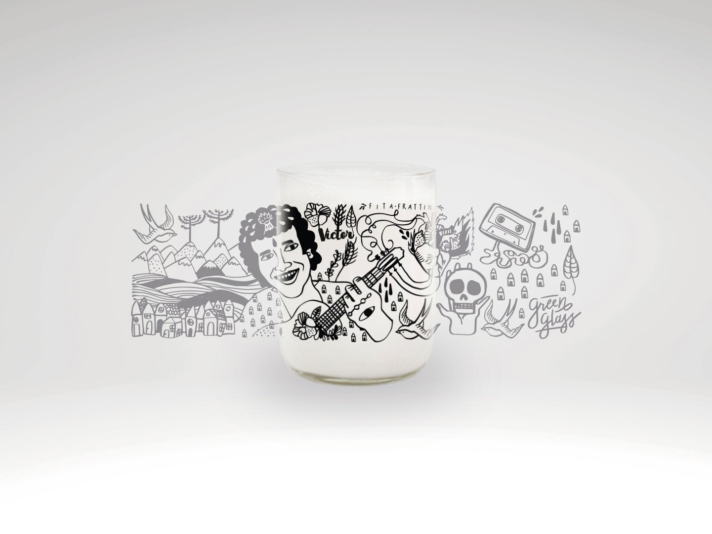 Vaso del Cantautor Víctor Jara color transparente 200ml