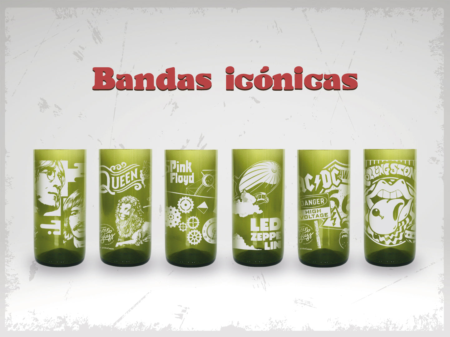 Juego de 6 Vasos Bandas Icónicas