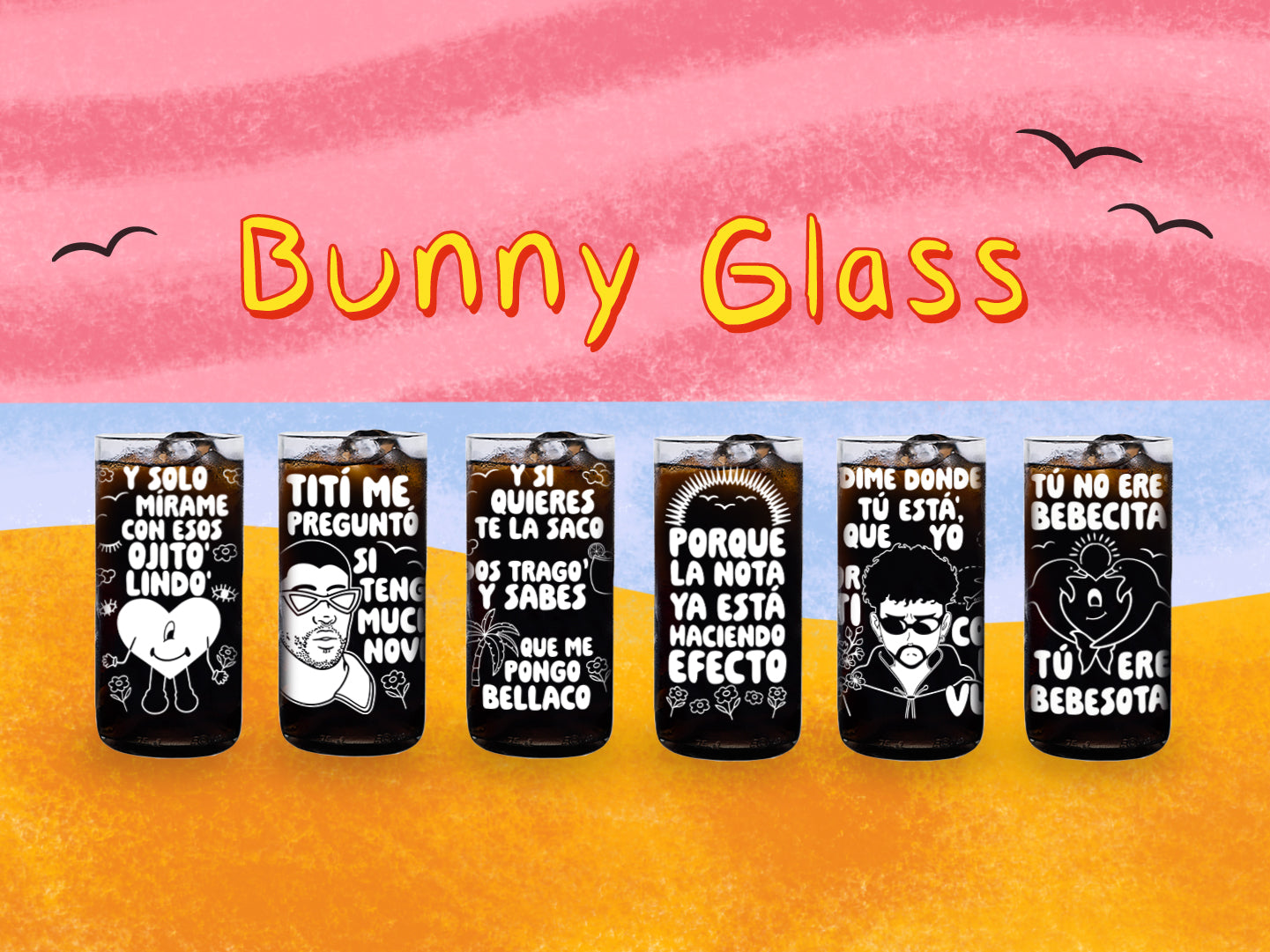 BUNNY GLASS - JUEGO DE 6 VASOS