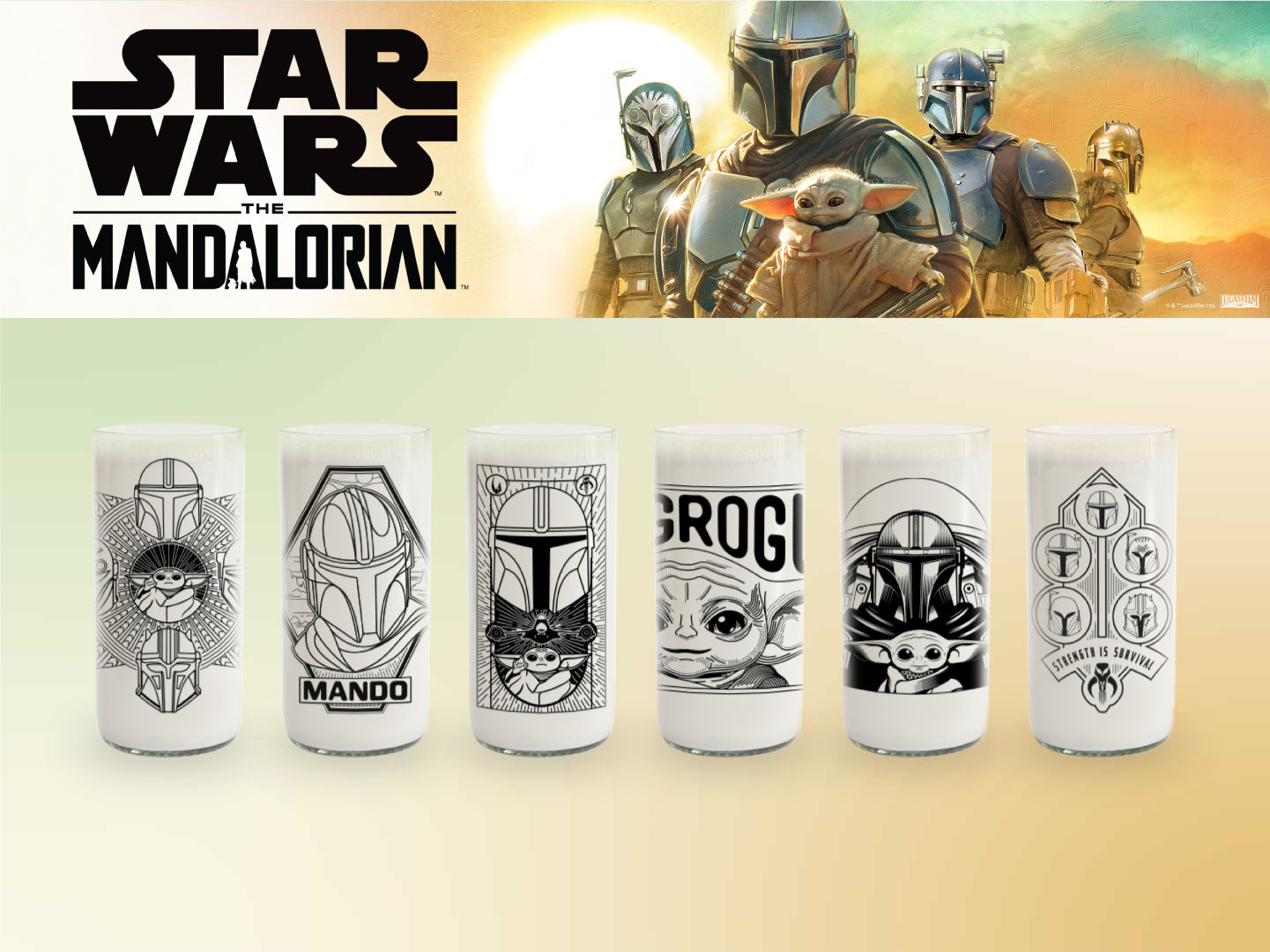 MANDALORIAN 3 - JUEGO DE 6 VASOS - 500 ml