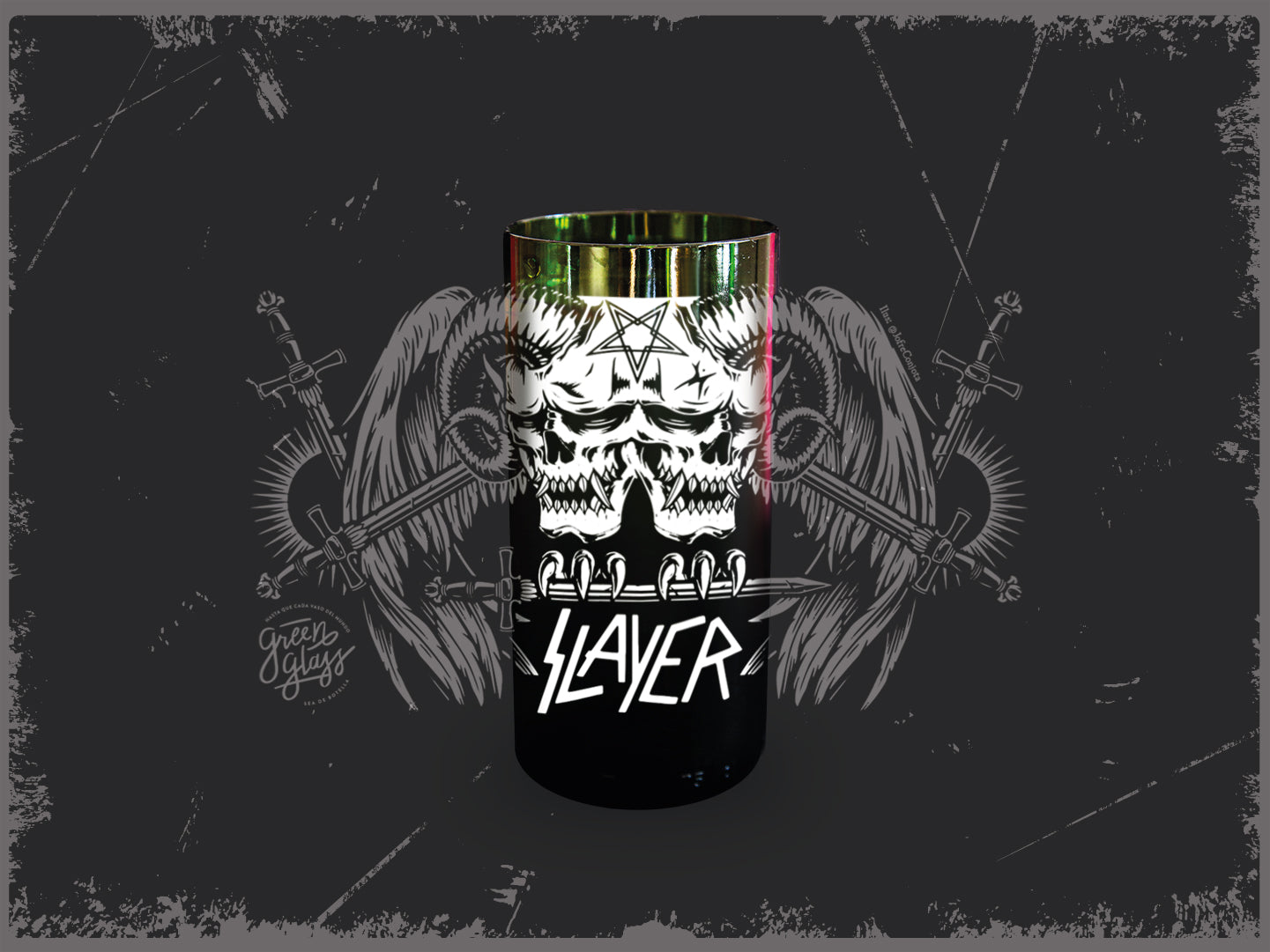 Vaso Slayer banda metalera color verde 500ml