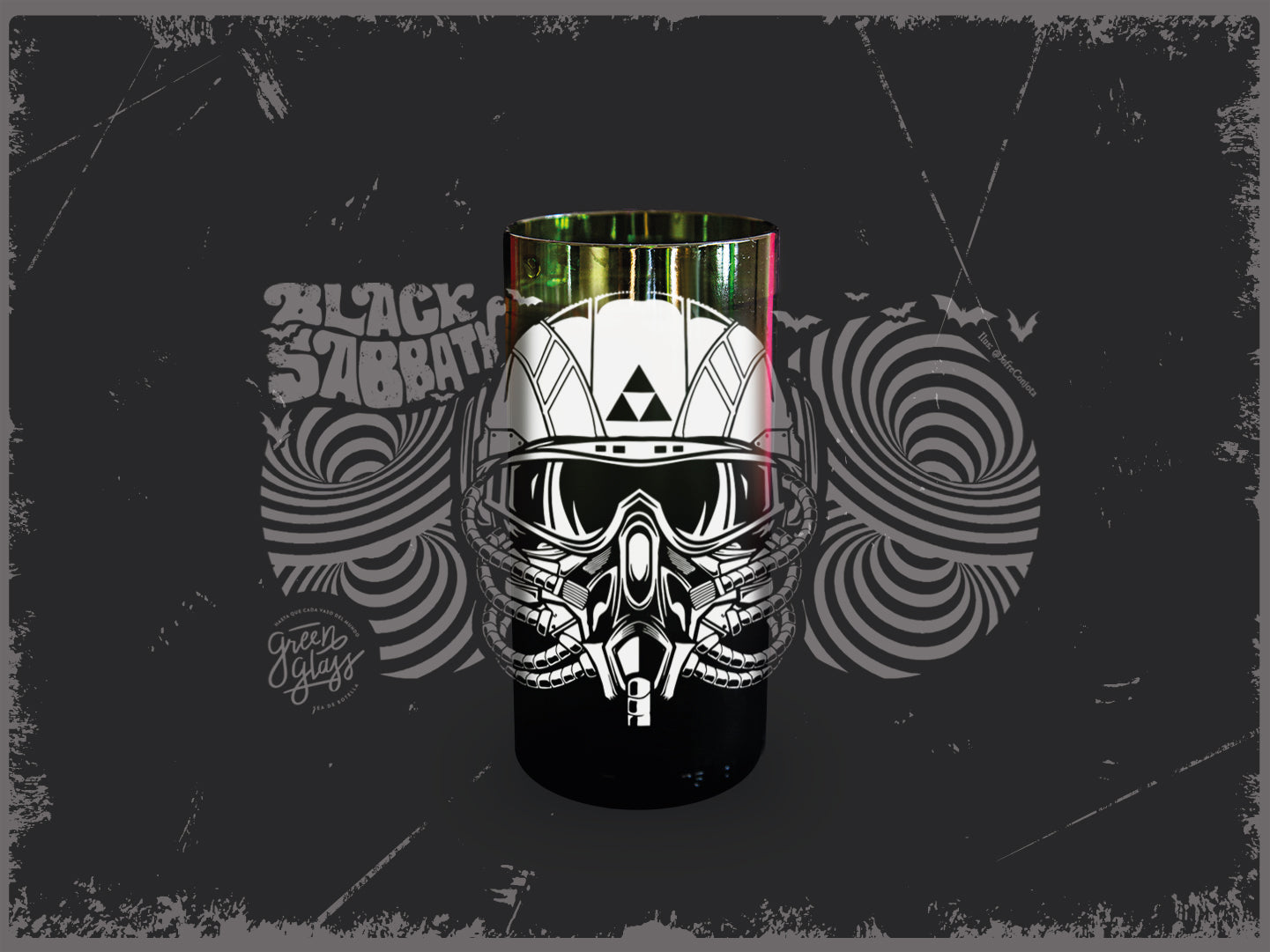 Vaso Black Sabbath banda metalera Ozzy Osbourne color verde 500ml