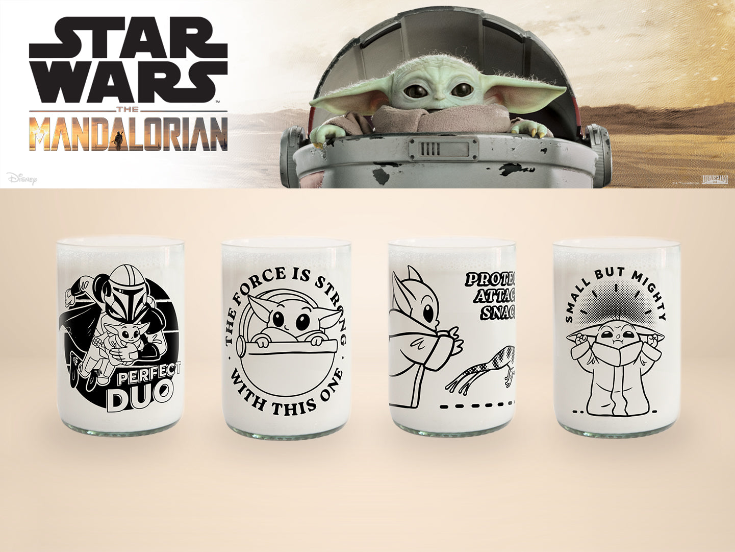 STAR WARS GROGU - JUEGO DE 4 VASOS - 330 ml