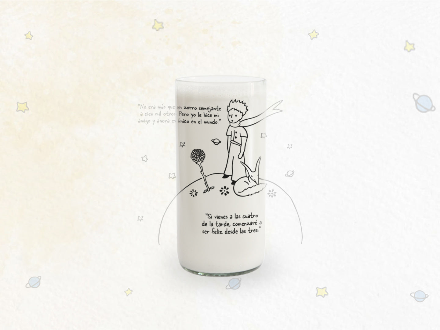 Vaso Principito: ¨no era más que un zorro... transparente 500ml