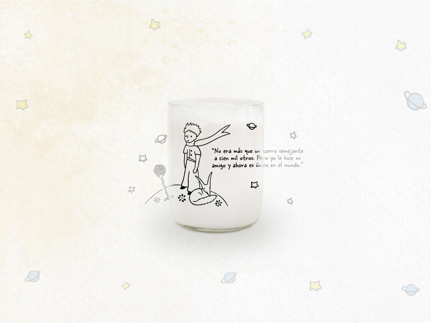 Vaso Principito: no era más que un zorro... transparente 200ml