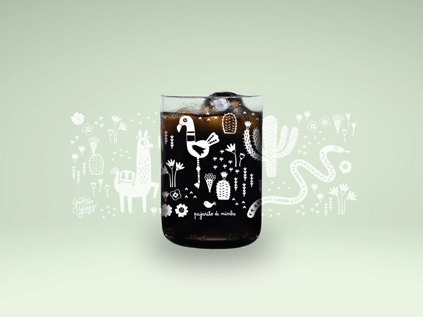 DESIERTO - Flora y Fauna Vasos Green Glass Pajarito de Mimbre