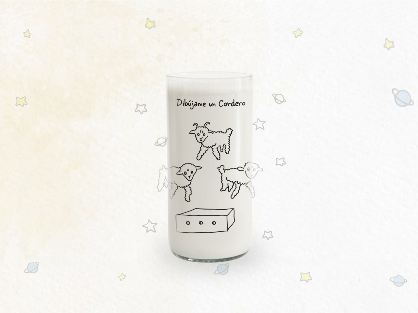 Vaso Principito dibújame un cordero color transparente 500ml