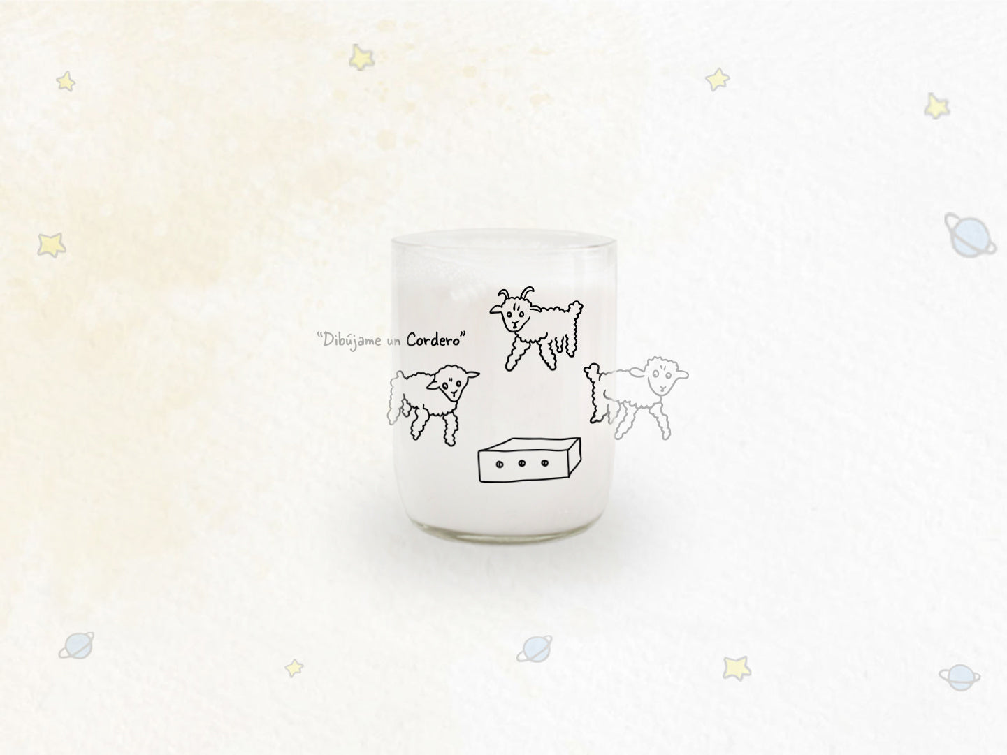 Vaso Principito dibújame un cordero color transparente 200ml