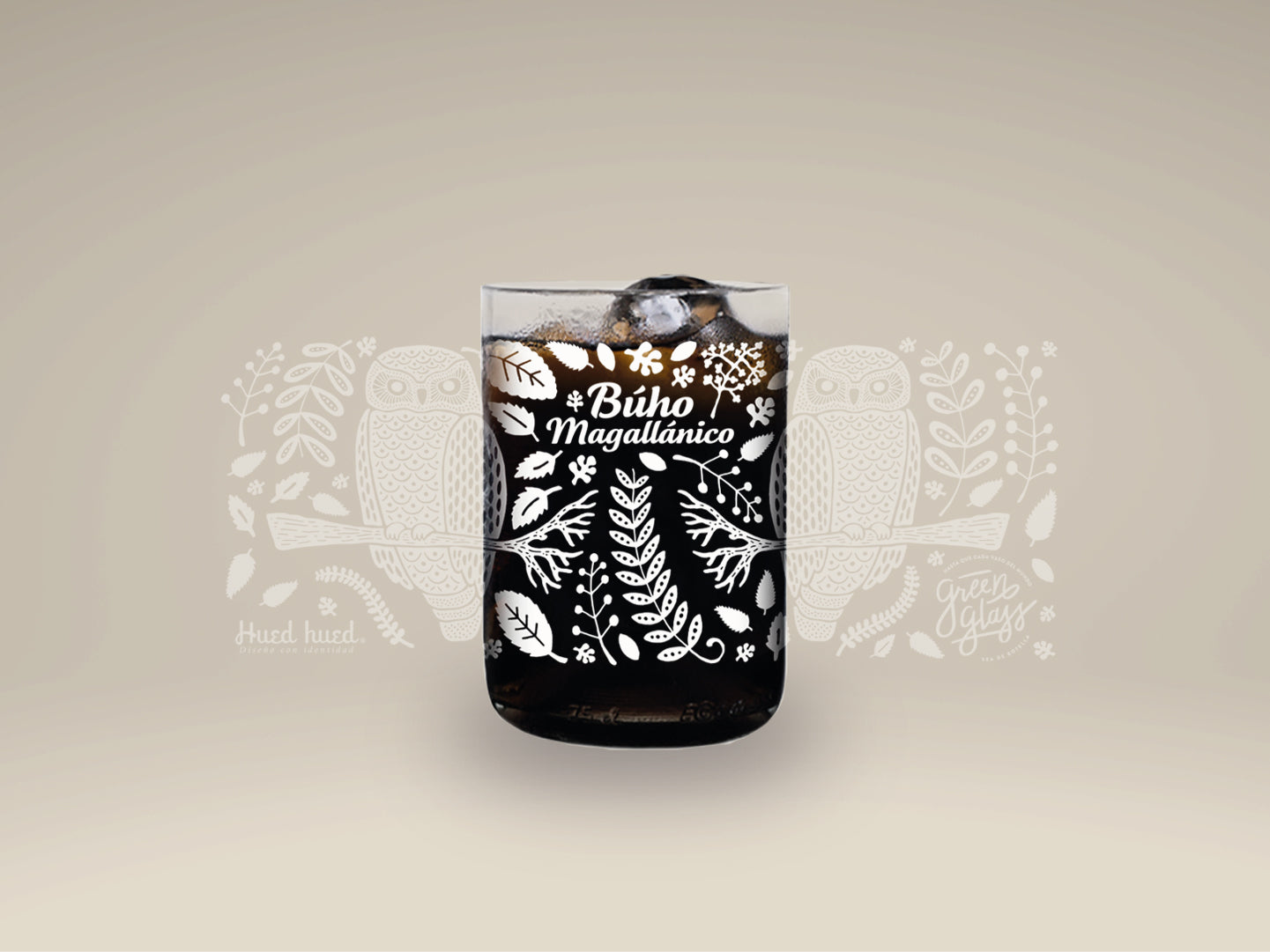 BUHO - Aves de Chile Vasos Green Glass