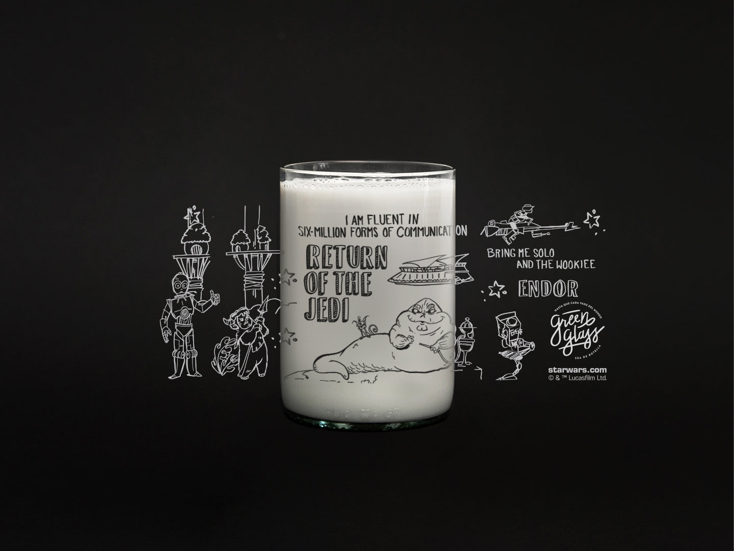 Vaso Return of The Jedi de Star Wars Doodle color Trans 330ml