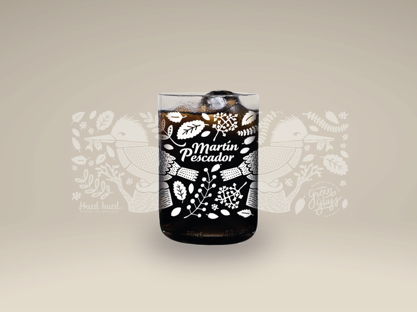 MARTÍN PESCADOR - Aves de Chile Vasos Green Glass