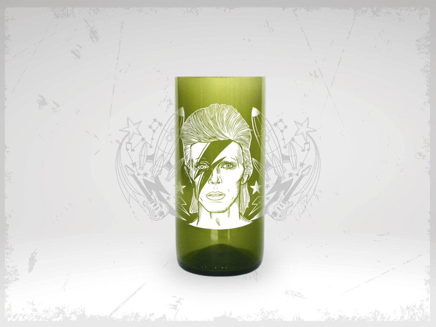 DAVID BOWIE - Rockstar Vasos Green Glass
