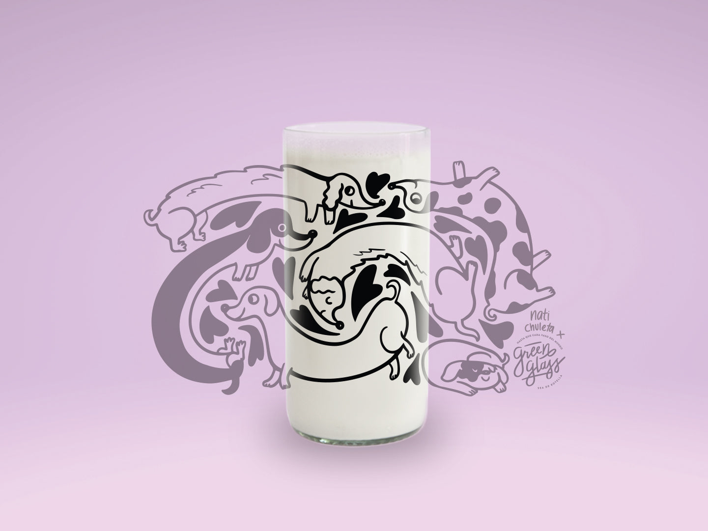 SALCHICHA- Vaso Dog Lovers Green Glass