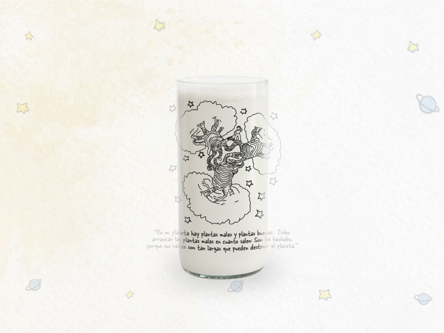 Vaso Principito ¨En mi planeta hay planta malas... transparente 500ml