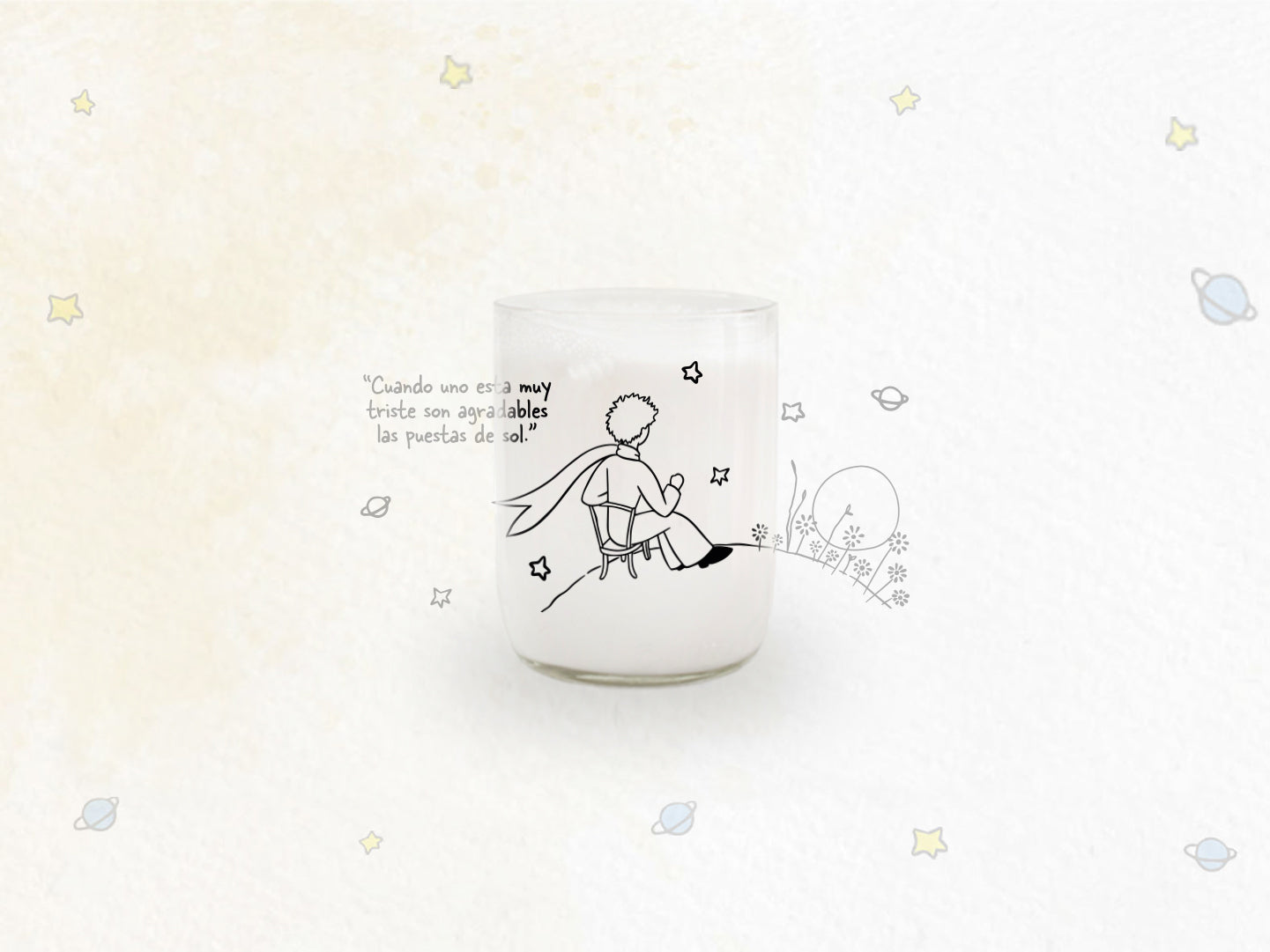 Vaso Principito cuando uno esta muy triste... color transparente 200ml