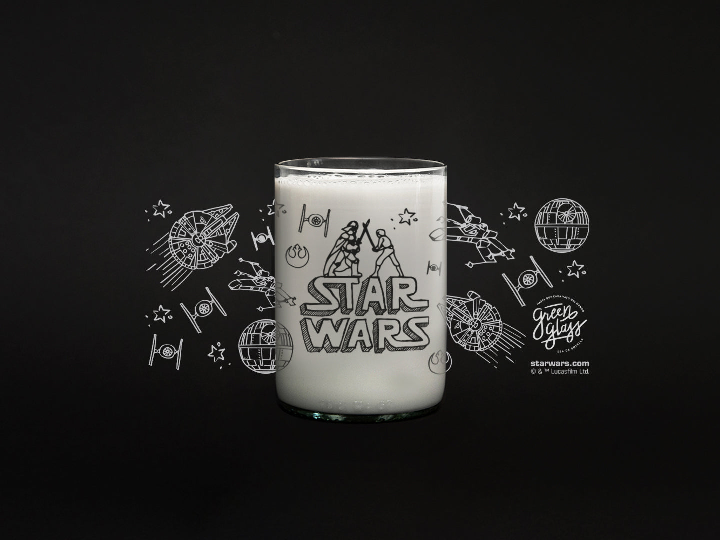 Star Wars Doodle - Juego de 4 Vasos - 330 ml