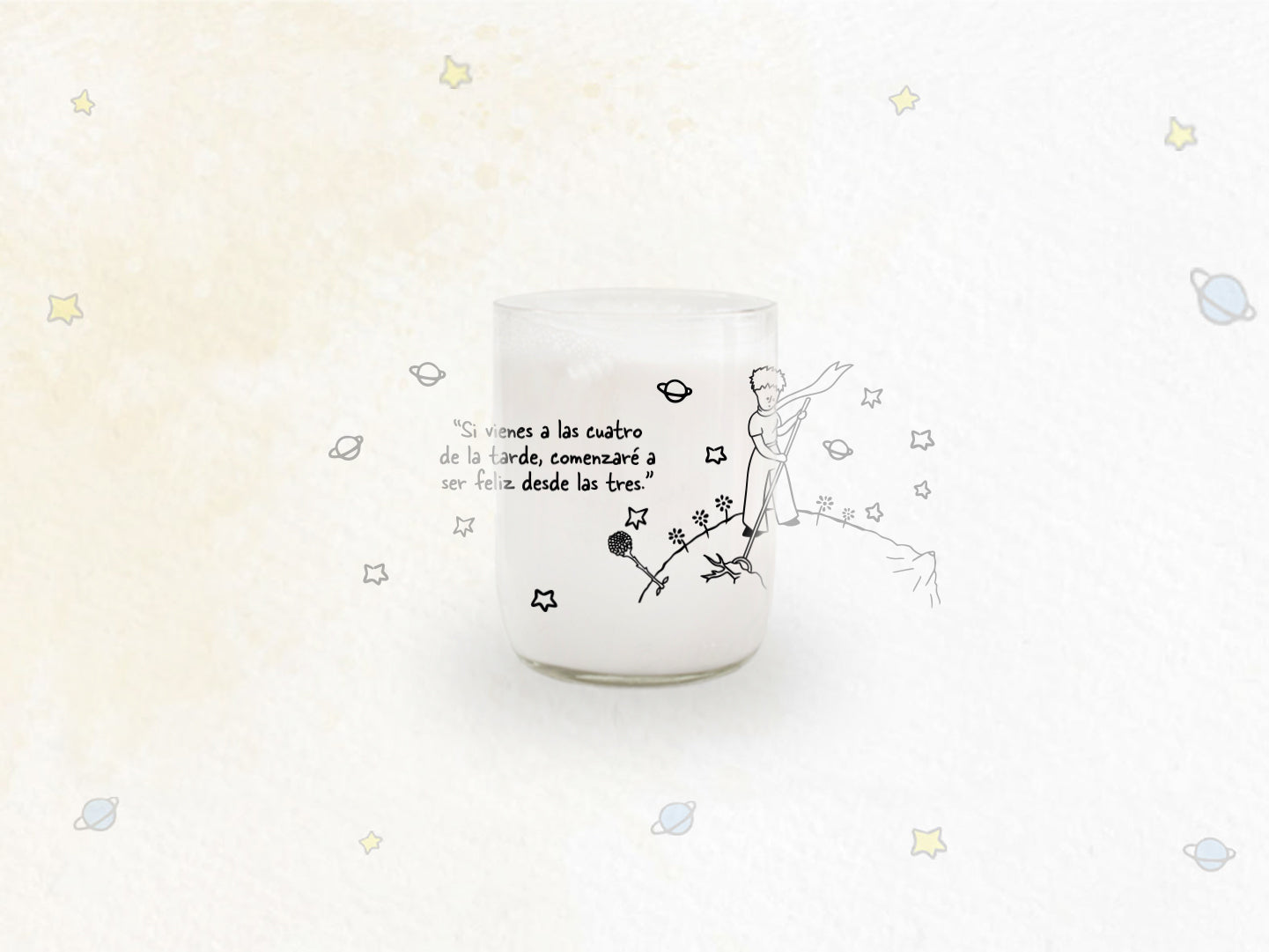 Vaso Principito si vienes a las cuatro de la tarde... color trasparente 200ml