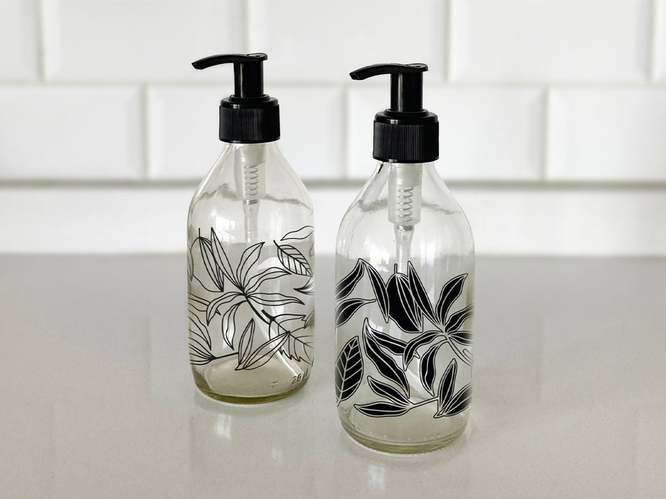 Dispensadores diseño Florales multiuso color Transparentes (2 Unidades) - 296 ml