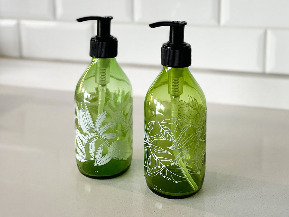 Dispensador diseño Florales multiuso color Verdes (2 Unidades) - 296 ml