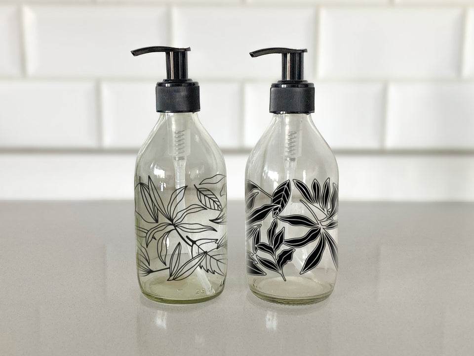 Dispensadores diseño Florales multiuso color Transparentes (2 Unidades) - 296 ml