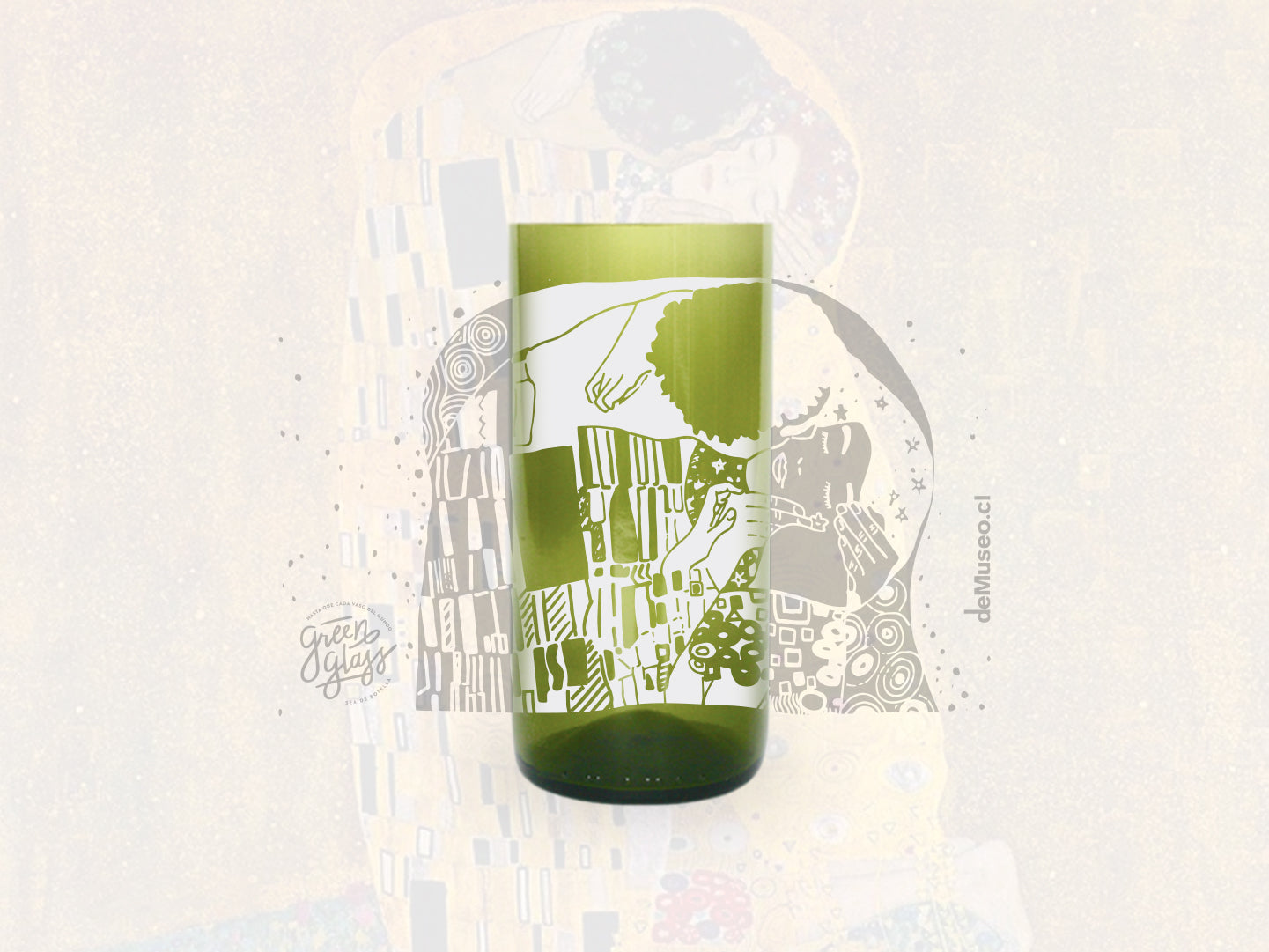 Vaso El Beso de Gustav Klimt  color verde 500ml