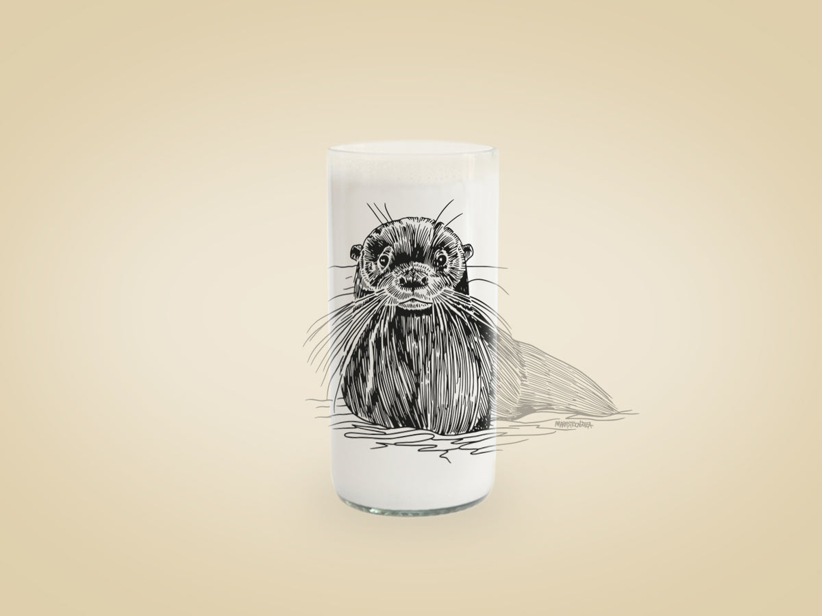 Vaso animal en peligro de extinción Huillín transparente 500ml