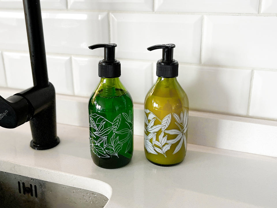 Dispensador diseño Florales multiuso color Verdes (2 Unidades) - 296 ml